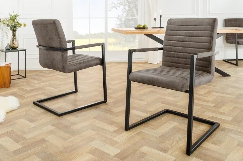 Set 2 scaune cu brate Loft taupe gri/ antracit
