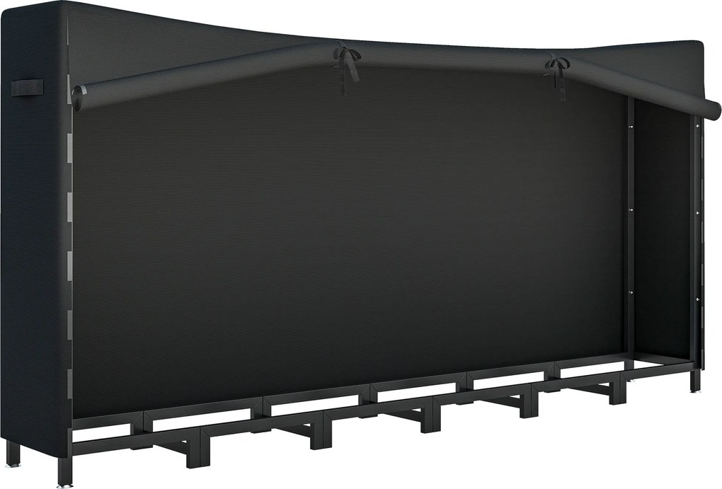 Outsunny Suport de Lemne pentru Exterior din Oțel, cu Acoperire Impermeabilă Oxford 600D, Structură Reglabilă și Lanțuri Metalice, Suport de Lemne Ridicat, 0.8m³, 235x31x116 cm, Negru | Aosom Romania