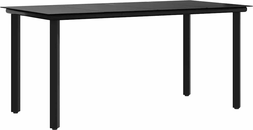 vidaXL Masă de grădină, negru, 160x80x74 cm, oțel & sticlă securizată
