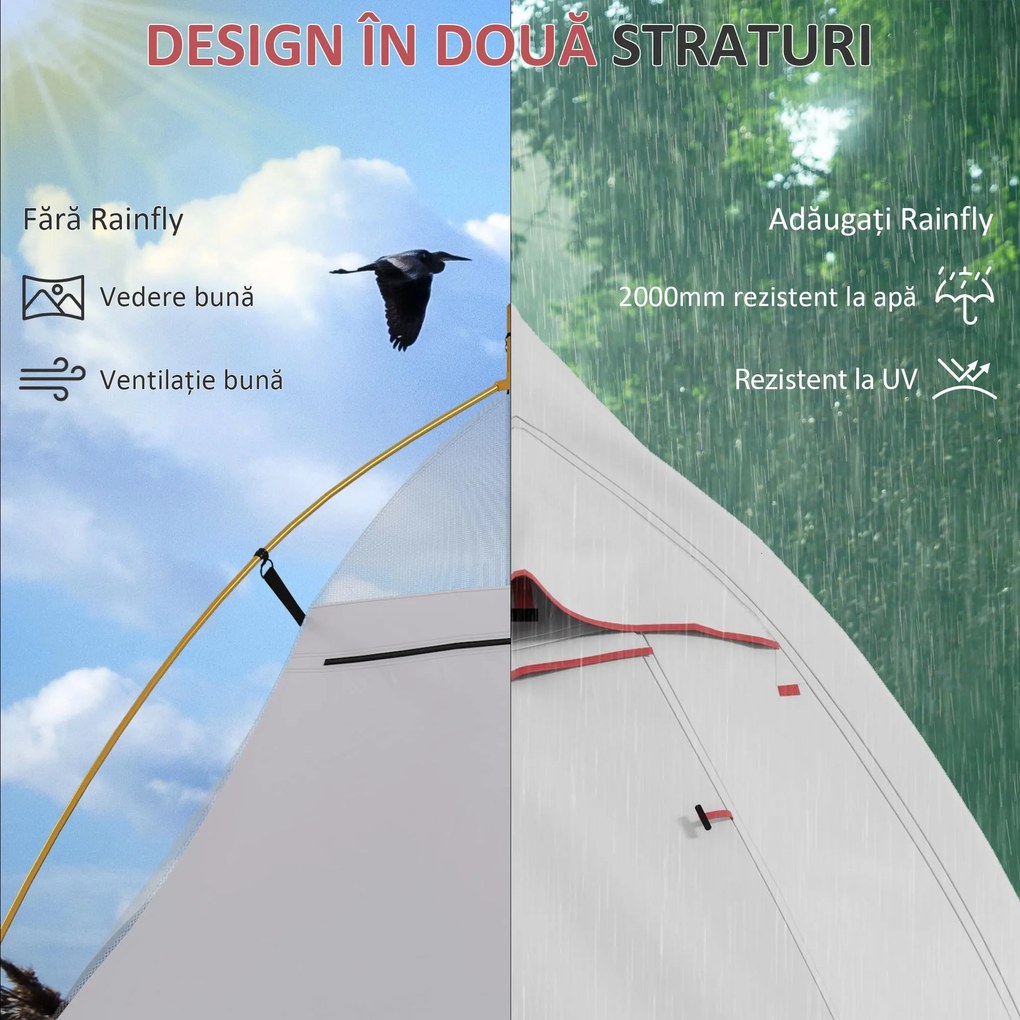 Cort Outsunny pentru 1-2 persoane, cort de camping cu dublu strat | Aosom Romania