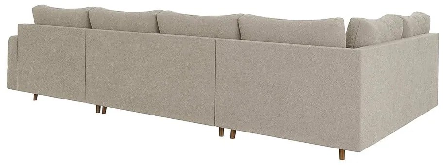 Colțar bej cu tapițerie din țesătură bouclé (colț dreapta/în formă de "U") Ariella – Ropez