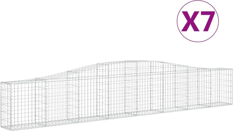 vidaXL Coșuri gabion arcuite 7 buc, 400x30x60/80 cm, fier galvanizat