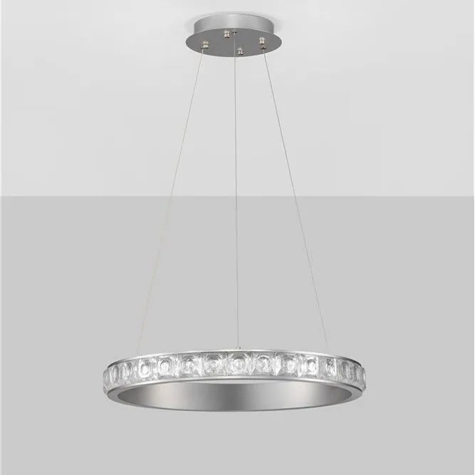 Lustra LED design circular, Otel, Argintiu, Cristal K9, ETEKEN NVL-9501214
