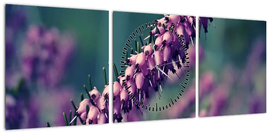 Tablou cu floare violetă (cu ceas) (90x30 cm)