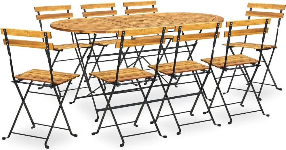 vidaXL Set mobilier de exterior pliabil, 9 piese, lemn masiv de acacia