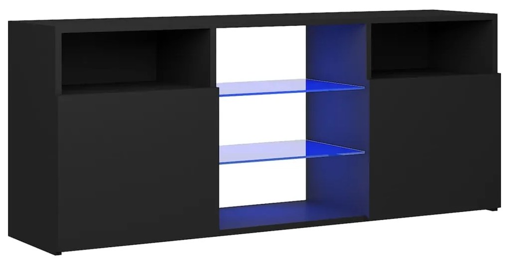 804302 vidaXL Comodă TV cu lumini LED, negru, 120x30x50 cm