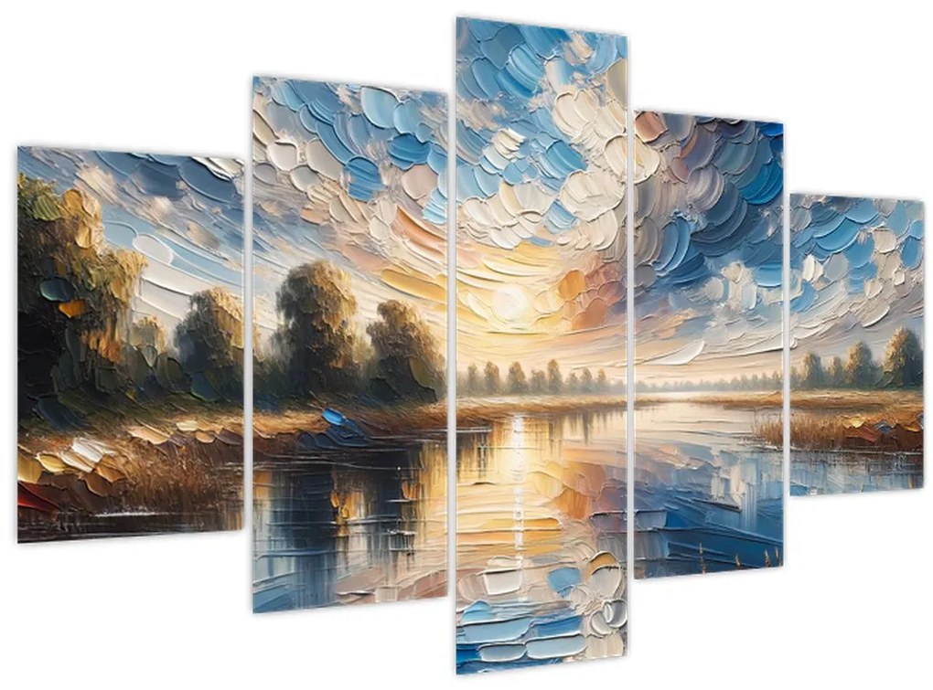 Tablou - Pictură cu soarele deasupra apei (150x105 cm)