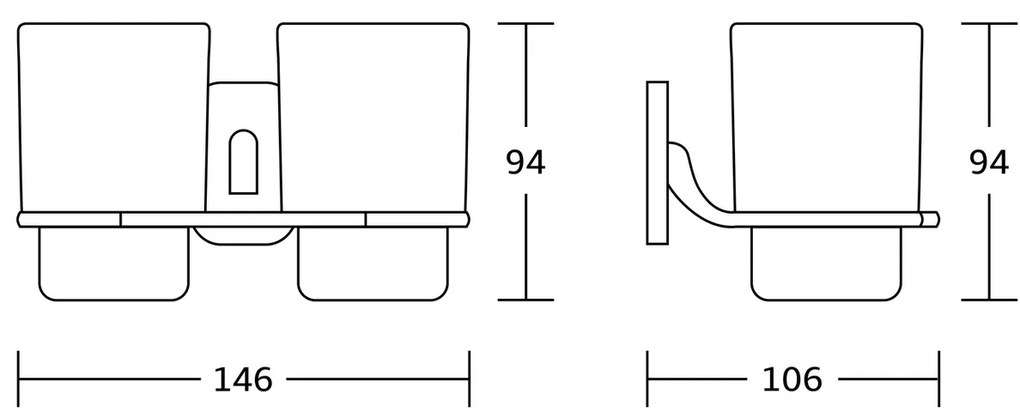 Suport dublu pentru pahare AQUALINE RB105 Rumba, sticlă albă