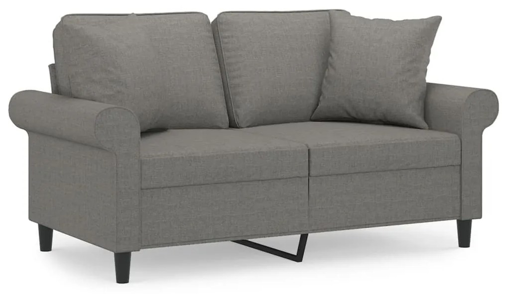 3153234 vidaXL Canapea cu 2 locuri cu perne&pernuțe gri închis 120 cm textil