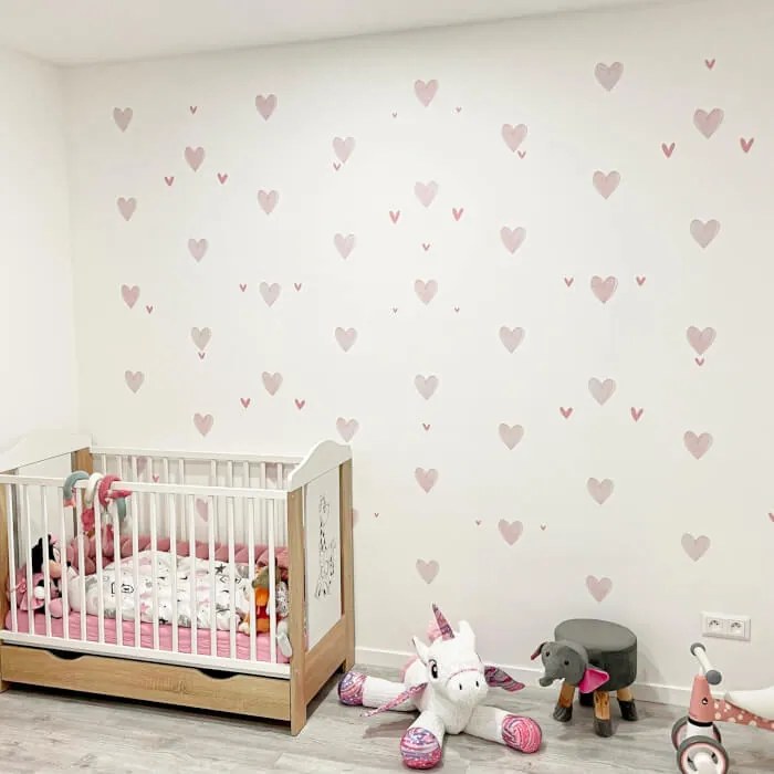 INSPIO Inimioare roz - autocolante textile pentru perete