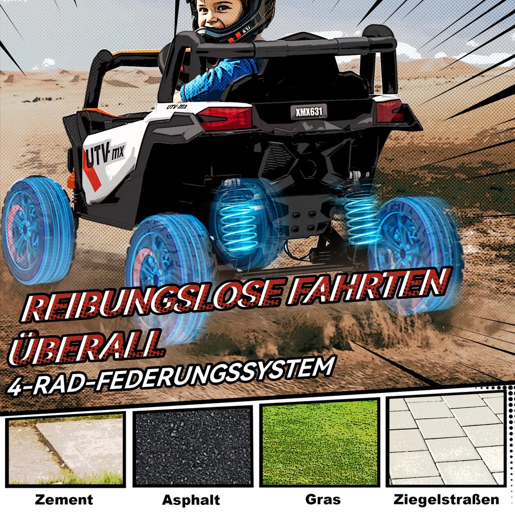 AIYAPLAY Mașină electrică 12V pentru copii, funcție telecomandă, centură, claxon, lumini LED, port USB, pentru 3-5 ani, Portocaliu | Aosom Romania