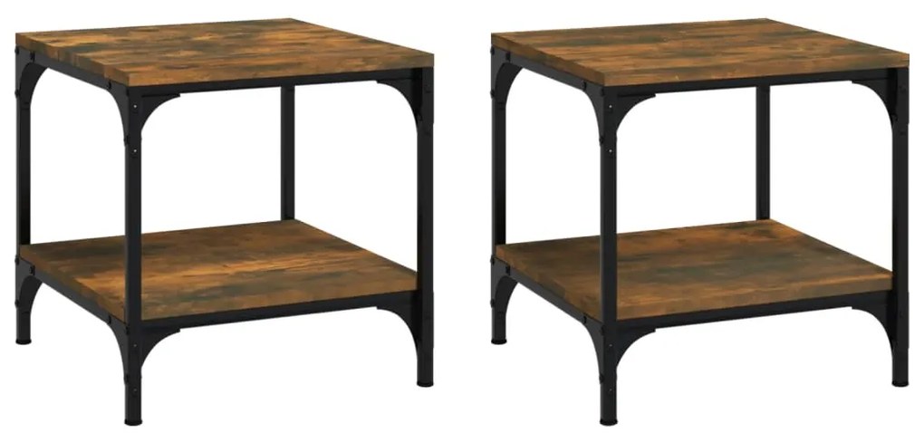 819382 vidaXL Mese laterale, 2 buc. stejar fumuriu 40x40x40 cm lemn prelucrat