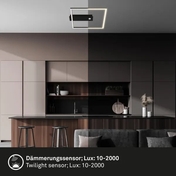 Briloner 3770-015 - Lampă de tavan LED cu senzor FRAME LED/14W/230V 3000K 32x30 cm neagră