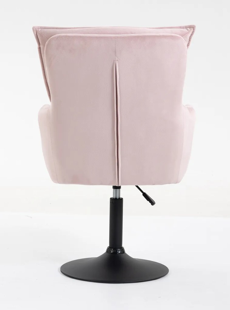 HR250N Scaun Catifea Roz Pudra Bază Neagră