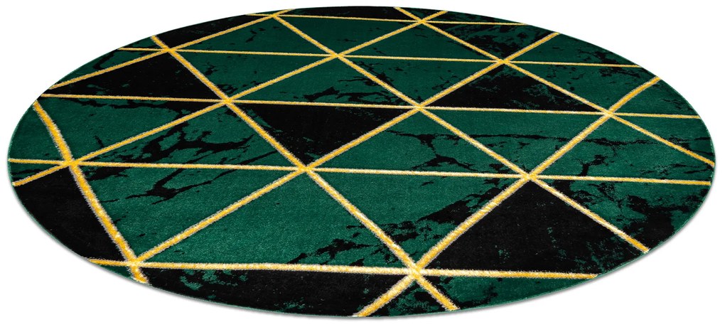 Exclusiv EMERALD covor 1020 cerc - glamour, stilat, marmură, triunghiurile sticla verde / aur