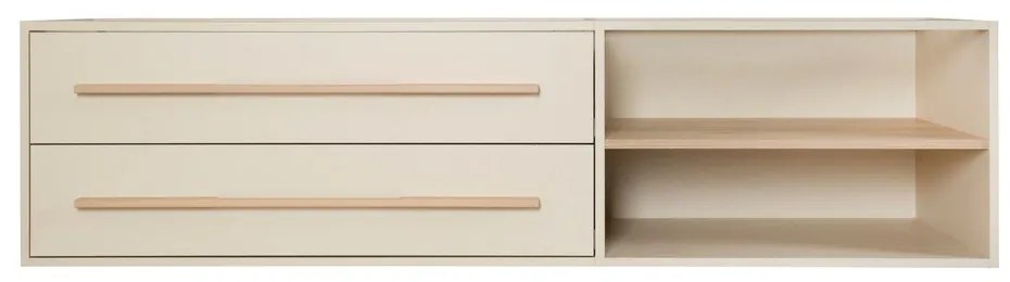 Pat pentru copii bej cu spațiu de depozitare fără somieră 90x200 cm Captain – Roba