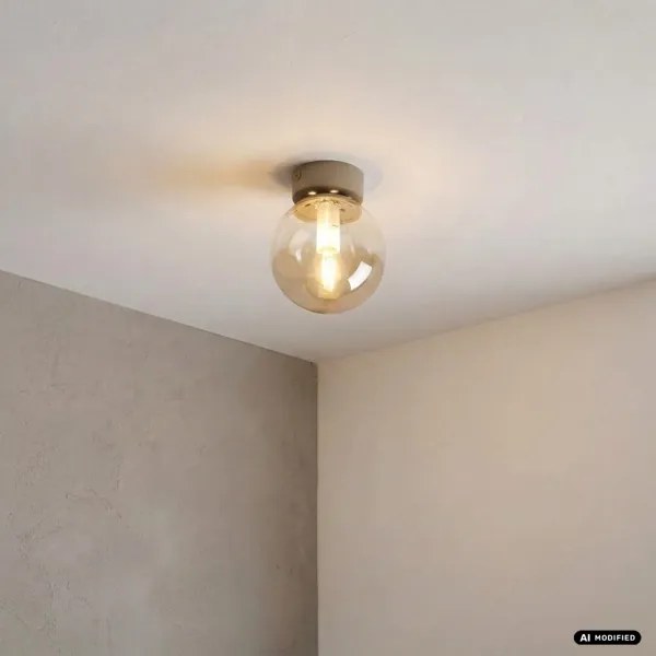 Plafonieră ELIAS 1xE14/5W/230V Ø 13 cm bej/fumuriu bej