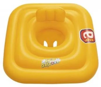 Colac inot pentru copii, gonflabil, patrat, cu spatar, portocaliu, 76x76 cm, Bestway