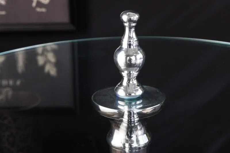 Masuta auxiliara design unicat Abstract 65cm, argintiu