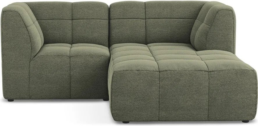 Colțar verde cu tapițerie din țesătură bouclé (cu colț pe partea dreaptă/cu șezlong) Aloha – Makamii