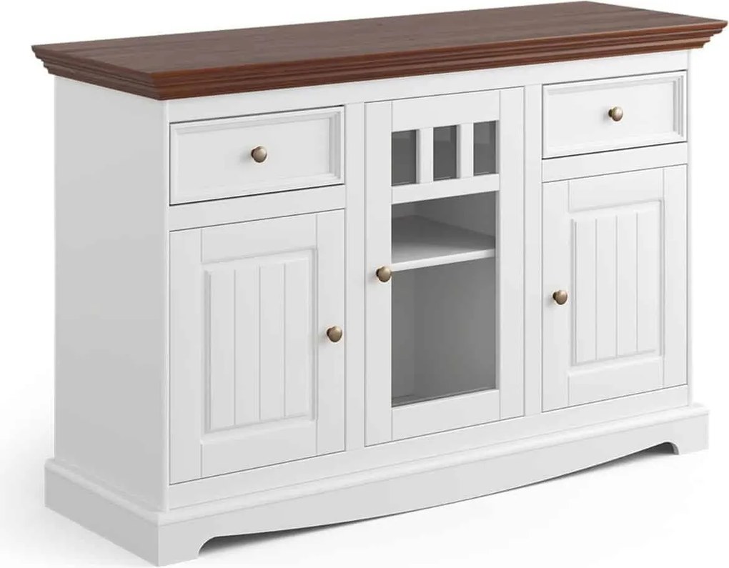 Comodă lemn masiv nuc Linea Alb-, 130 × 45 × 85 cm