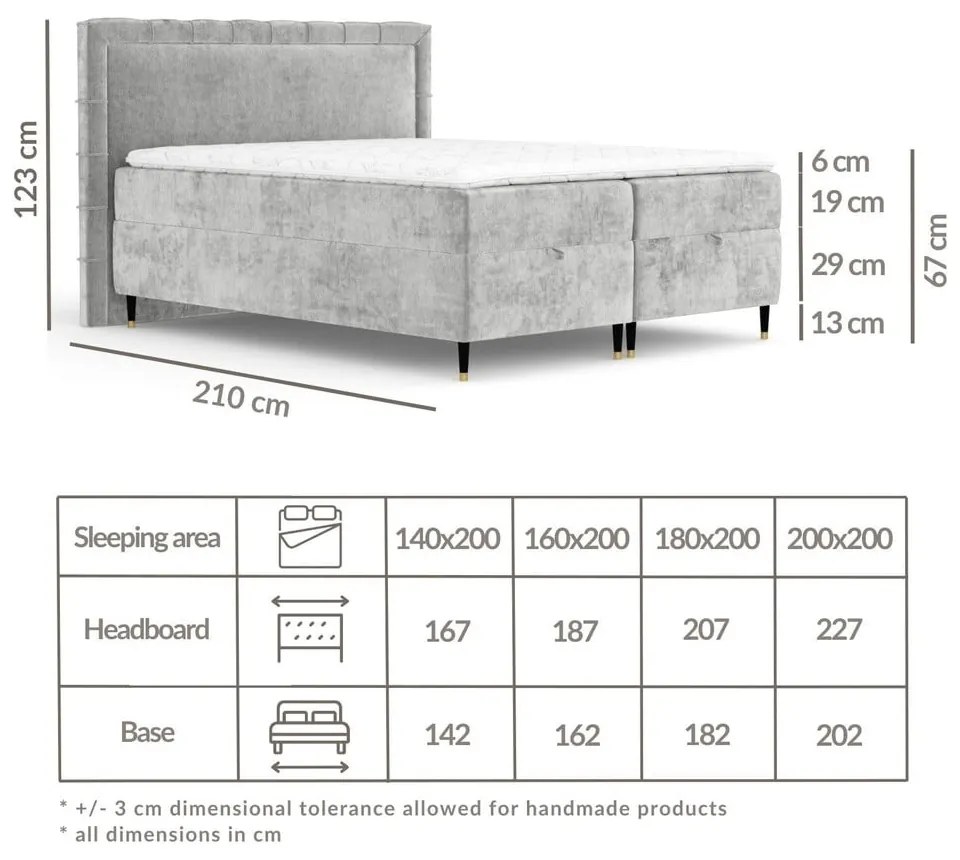 Pat boxspring roz cu spațiu de depozitare 180x200 cm Voyage – Maison de Rêve