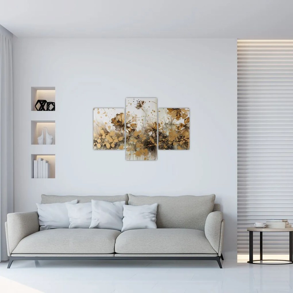 Tablou - pictură abstractă florală (90x60 cm)