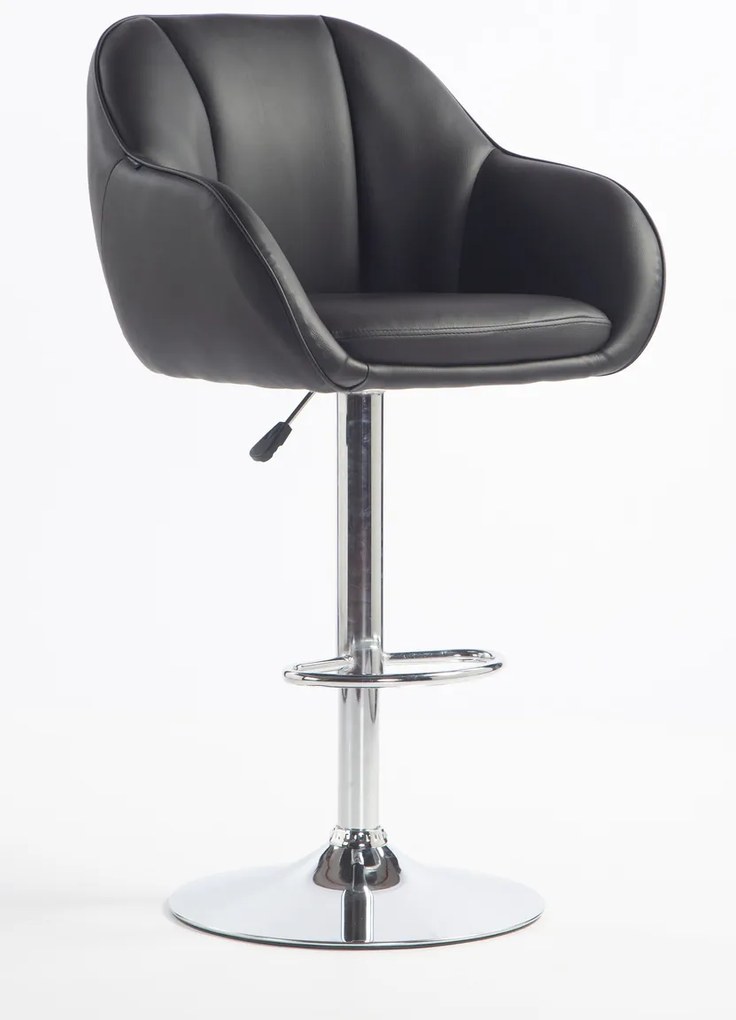 HR2055W Scaun Neagră din Piele Ecologica cu Bază Cromata