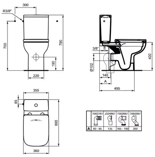 Vas wc stativ Ideal Standard i.Life A rimless T472101