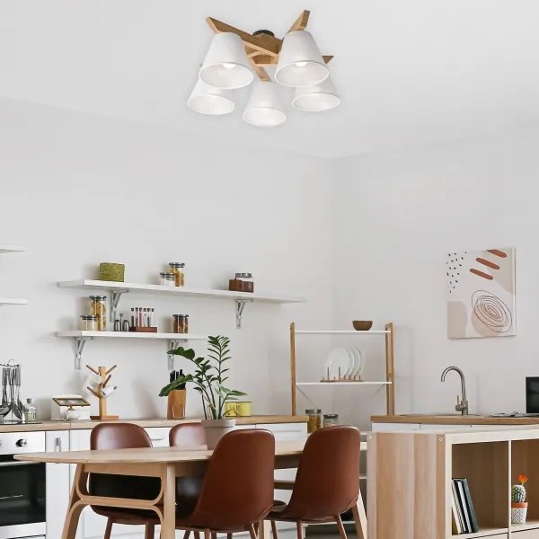 Lustr ANTONIO 5xE14/40W/230V, montaj plafon, stejar