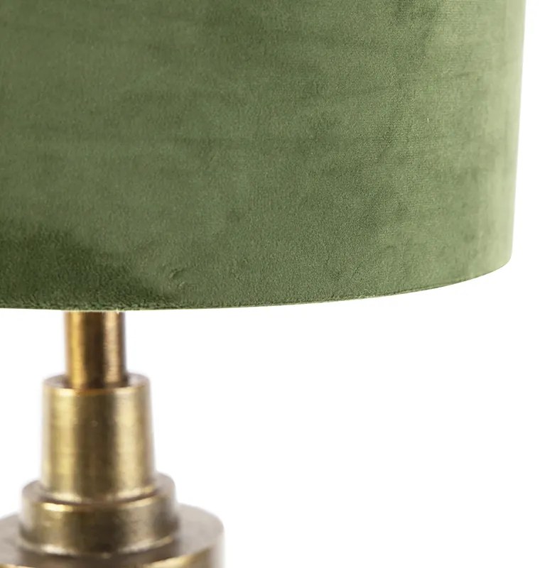 Lampă de masă Art Deco cu abajur din catifea verde 35 cm - Diverso