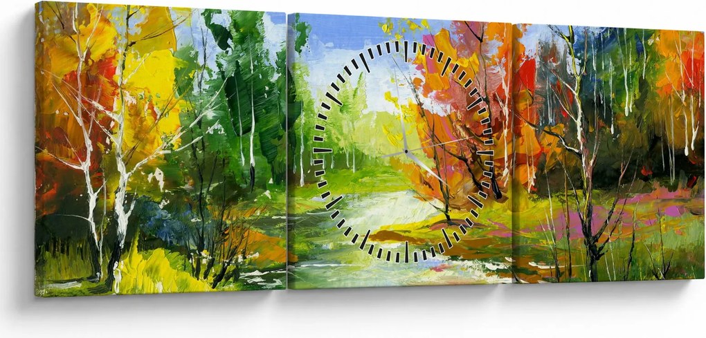Tablou - Peisaj - pictură (cu ceas) (90x30 cm)