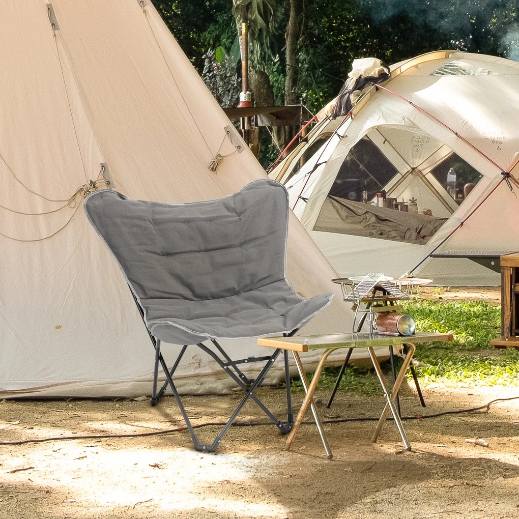 Outsunny Scaun de camping scaun de plajă pliabil șezut larg și căptușit pliabil pentru pescuit 88 x 74 x 84 cm gri deschis | Aosom Romania