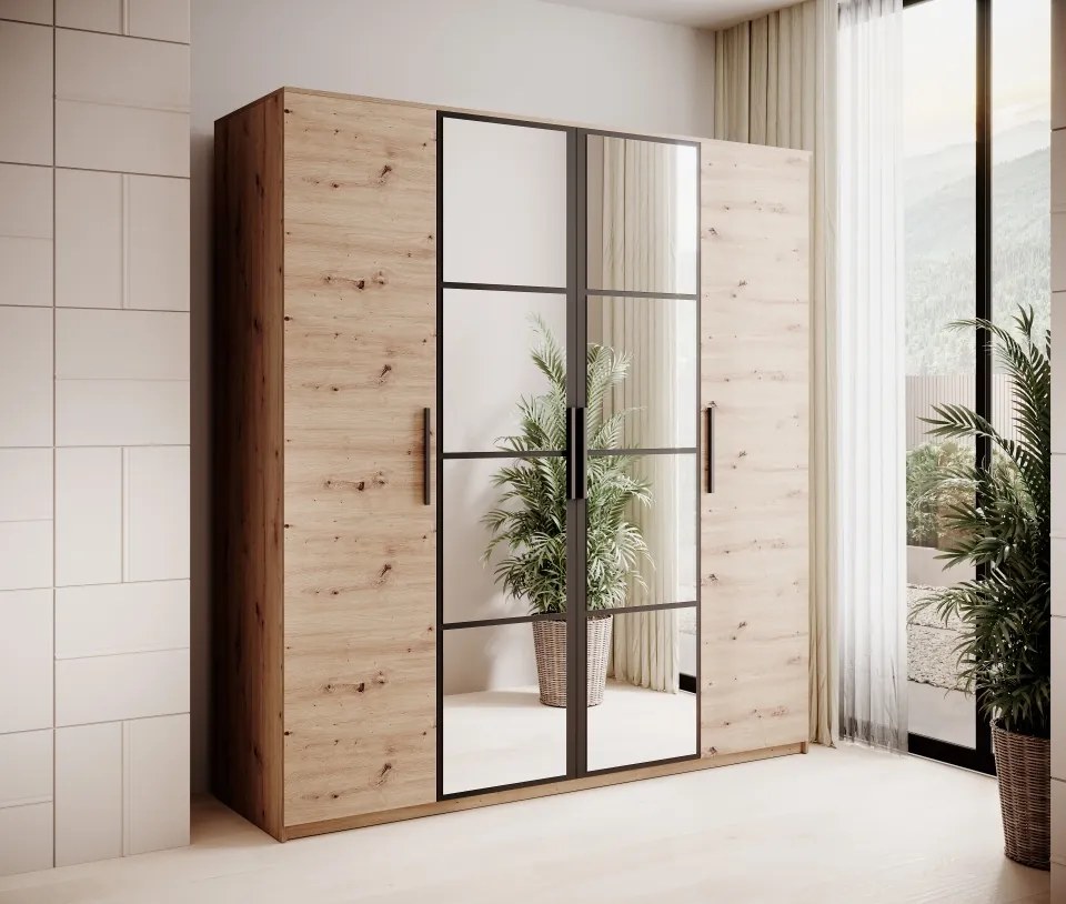 Dulap MALEN – cu oglindă – 205x55x220 cm – Stejar Artisan