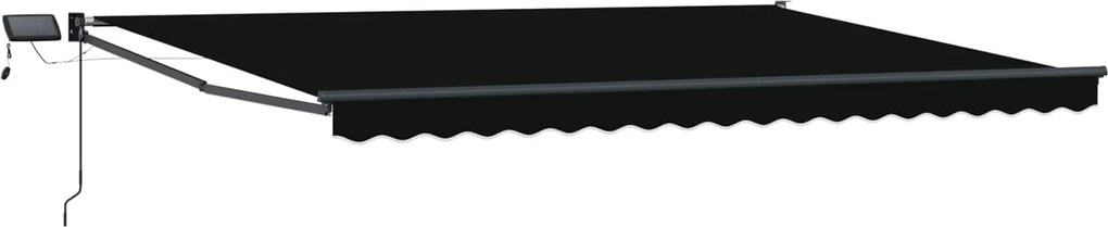 vidaXL Marchiză retractabilă manuală cu led-uri Negru 4 × 3 m