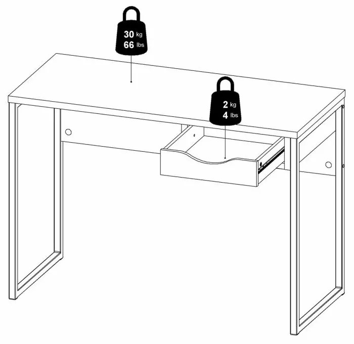 Birou alb EFREM PLUS 513 cu 1 sertar si blat cu decor de stejar