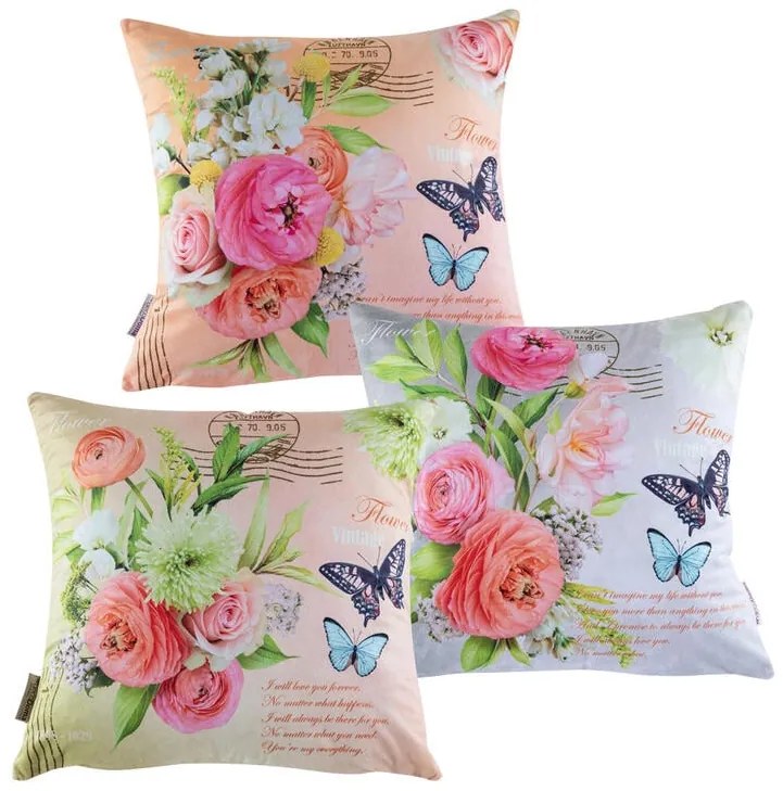 Set de 3 fețe pernuțe BLISS, 45 x 45 cm