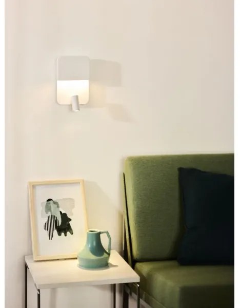 Aplică LED Lucide 79200/08/31 BOXER LED/10W/230V + LED/3W USB alb