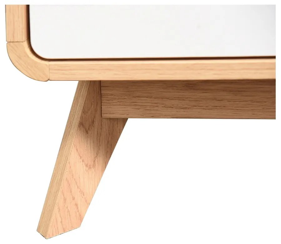 Comodă TV albă/în culoare naturală cu aspect de lemn de stejar 100x40 cm Caitlin – Støraa