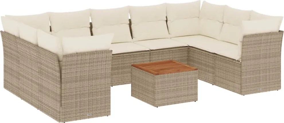 vidaXL Set canapele de grădină cu perne, 10 piese, bej, poliratan