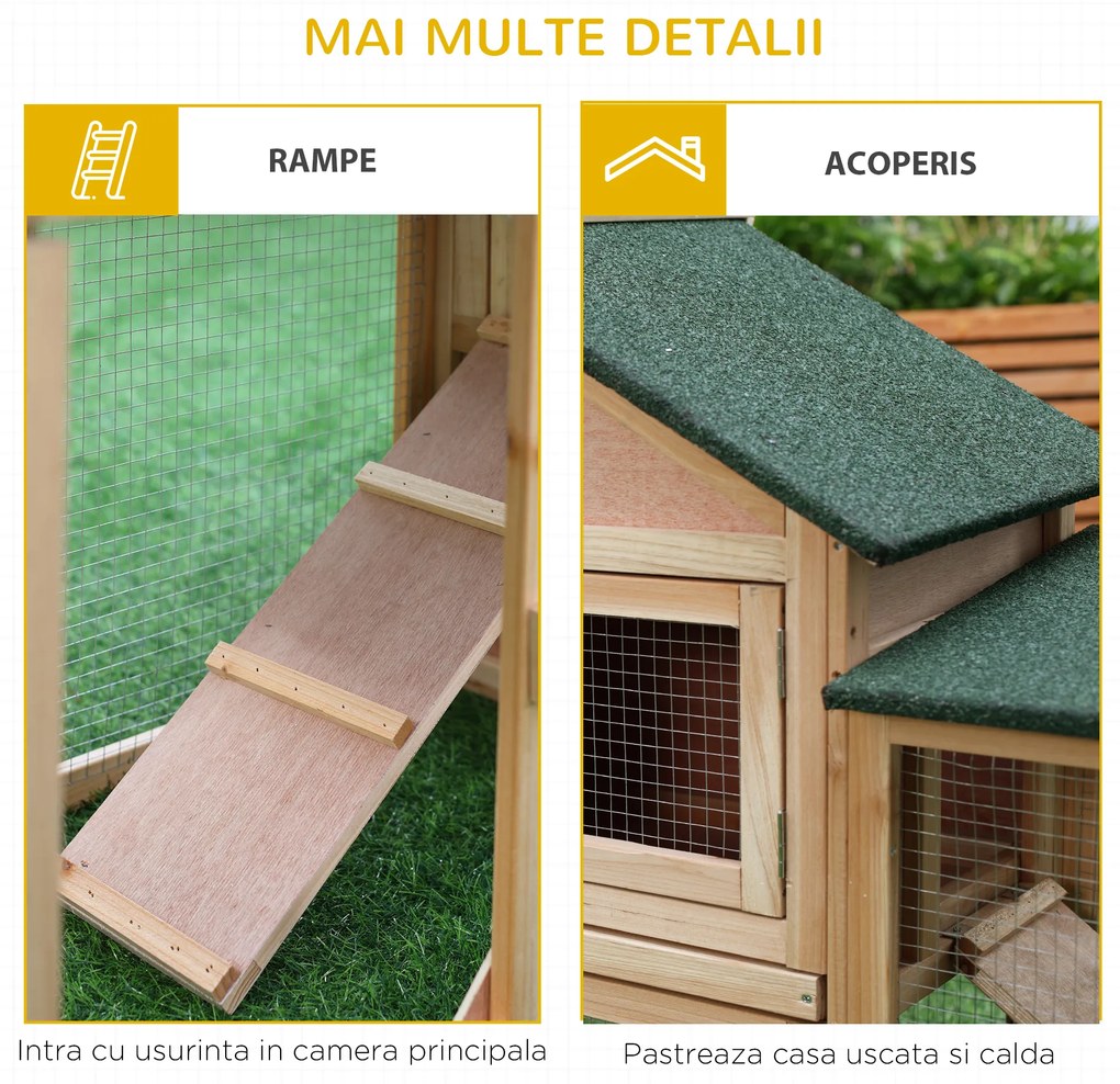Cusca iepuri PawHut, 210x45.5x84.5 cm, lemn | Aosom Romania
