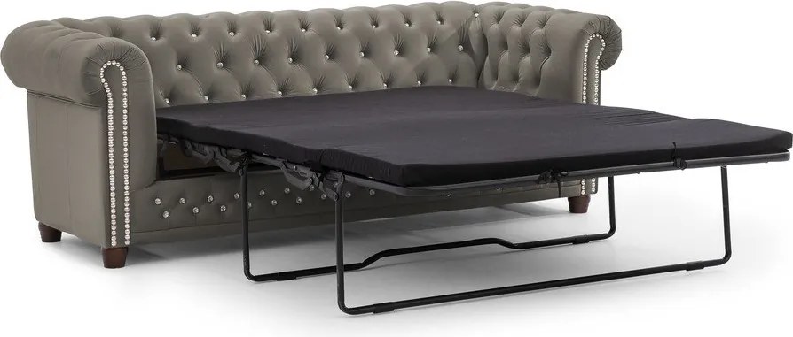 Canapea gri extensibilă cu tapițerie din catifea 203 cm York Blik – Ropez