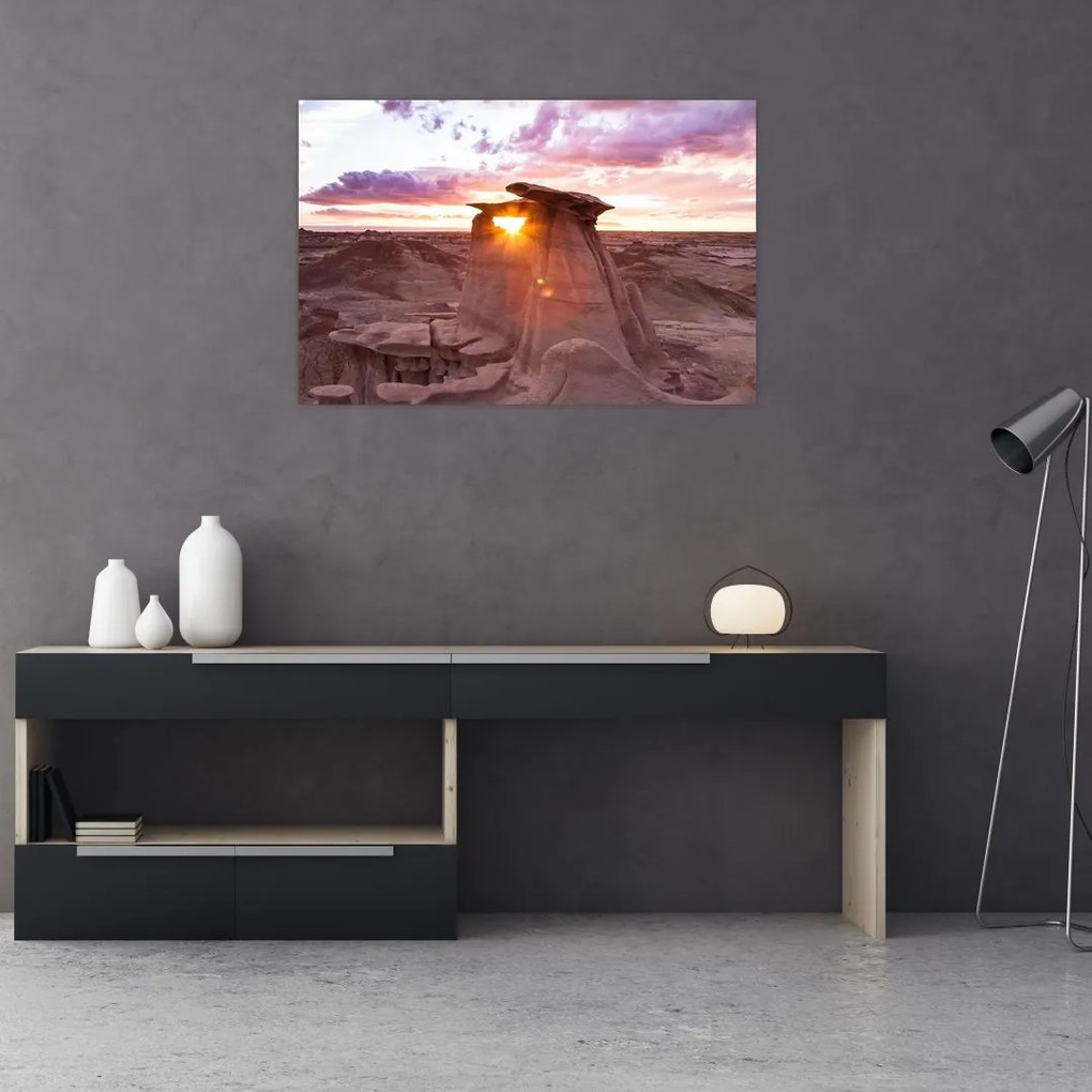 Tablou - Apus de soare în deșert (90x60 cm)