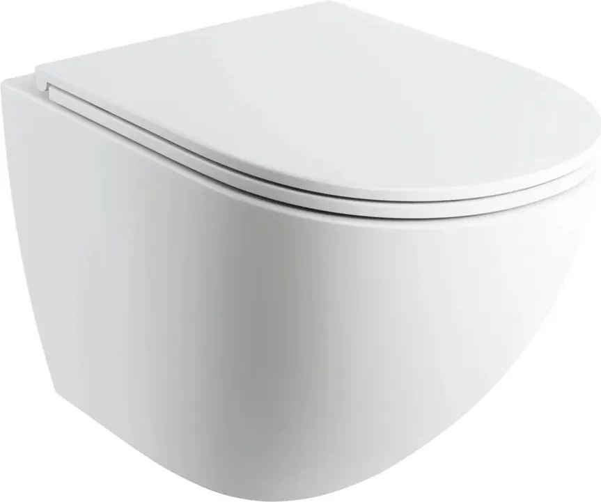 Set vas WC suspendat Omnires Ottawa Comfort Rimless Silent Power alb mat cu capac softclose