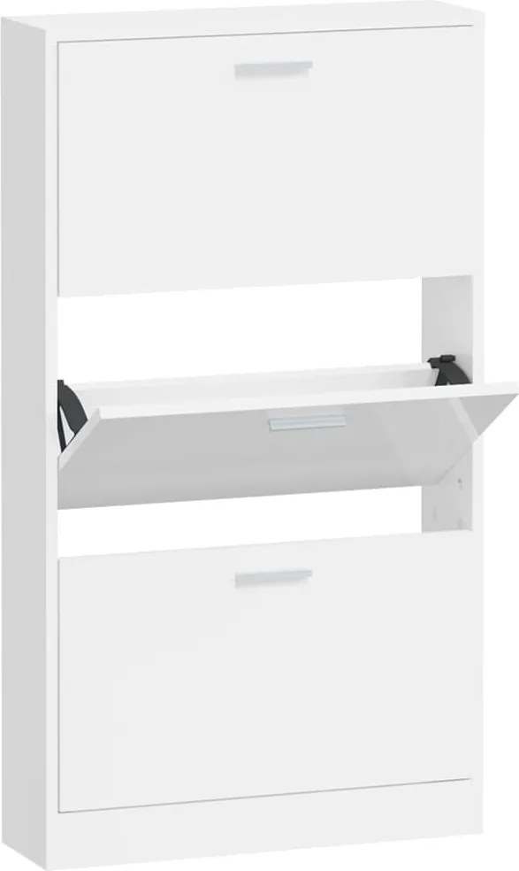 vidaXL Pantofar, alb extralucios, 59x17x108 cm, lemn compozit