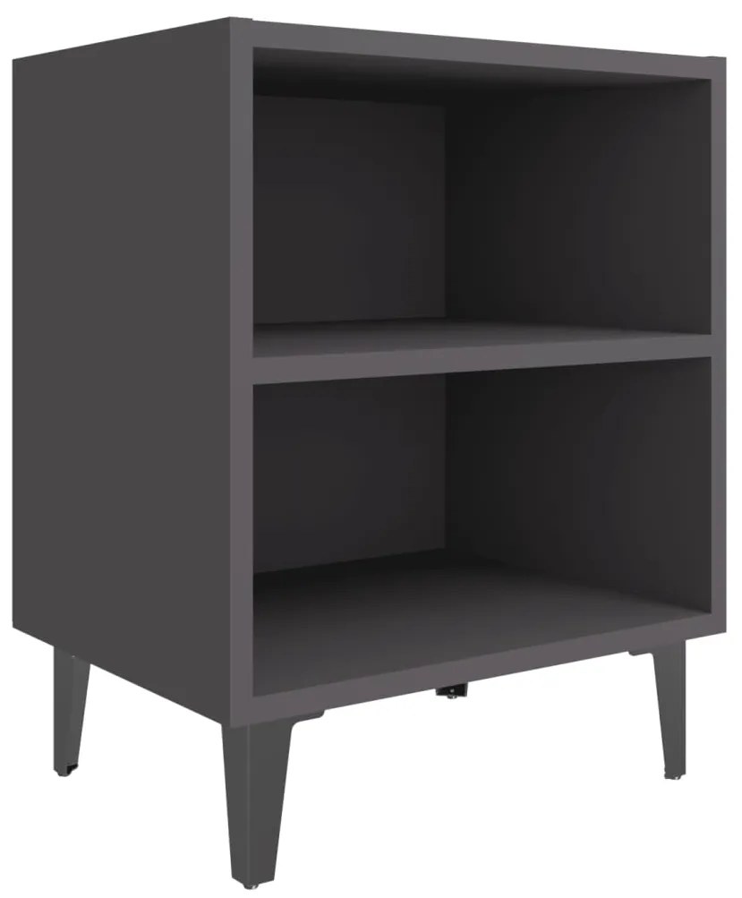 805801 vidaXL Noptieră cu picioare metalice, gri, 40x30x50 cm