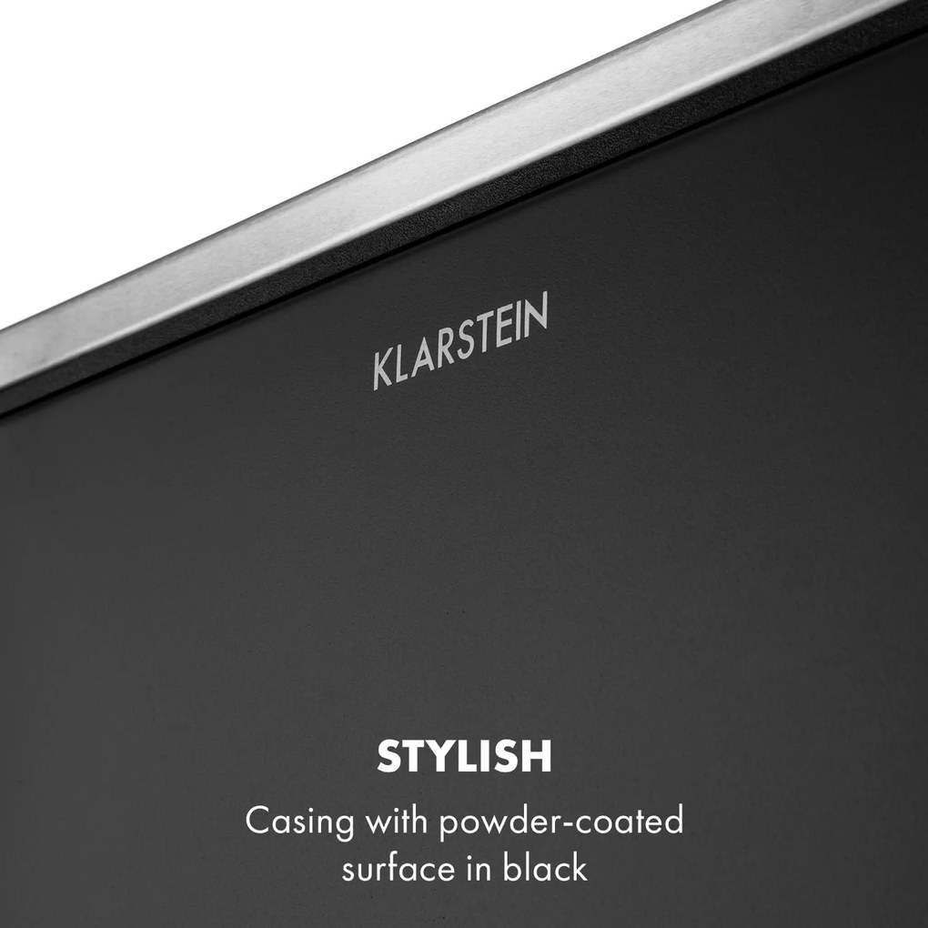 Klarstein Trash Gordon, coș cu pedală, 30 l / 2 x 15 l, PP, oțel inoxidabil, negru