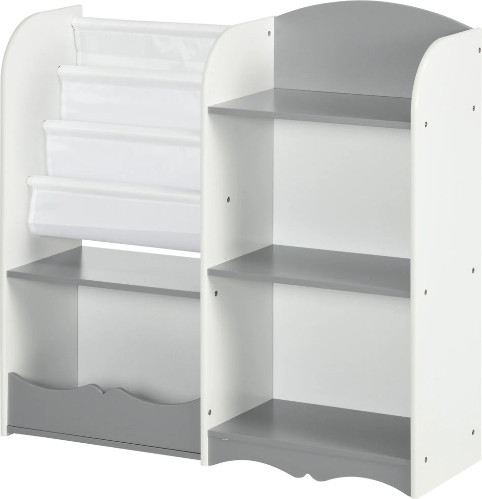 Raft pentru jucării pentru copii Mobilier dormitor din lemn, mobilier pentru sufragerie și creșă, 85x26x84cm, gri ZONEKIZ | Aosom Romania