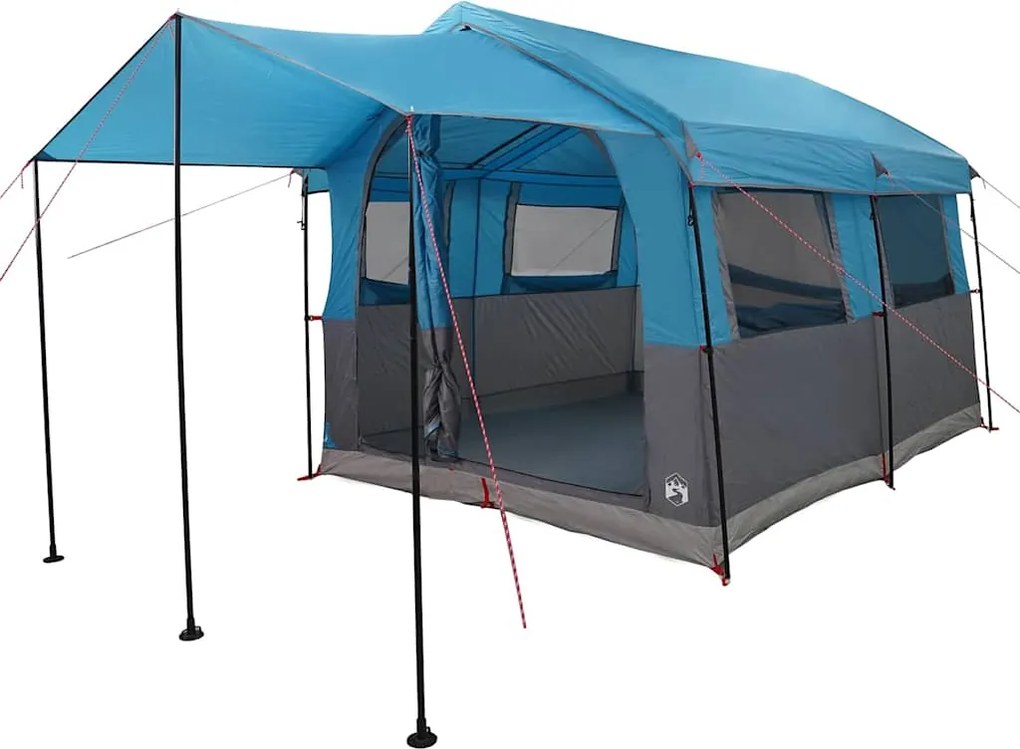 vidaXL Cort de familie pentru 4 persoane cu acoperiș Albastru și Gri