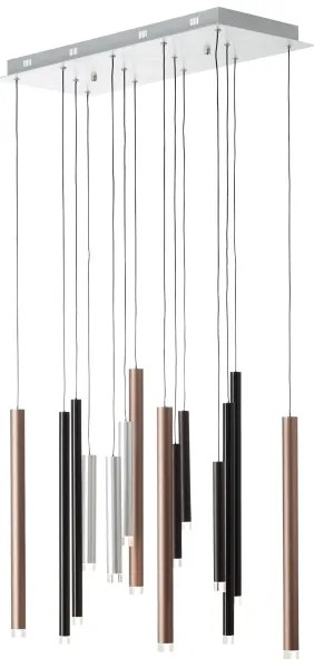 Brilliant CEMBALO - lustru suspendat LED dimabil, 60W, 230V, crom/negru/maro